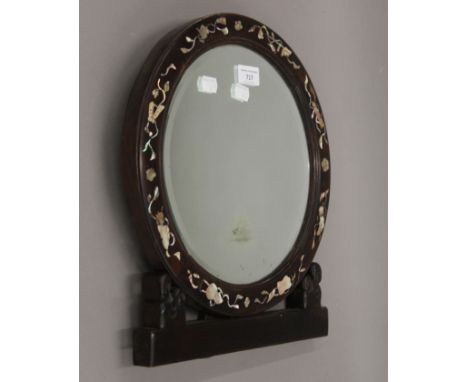A Chinese mother-of-pearl inlaid strutt mirror. 38 cm high. 