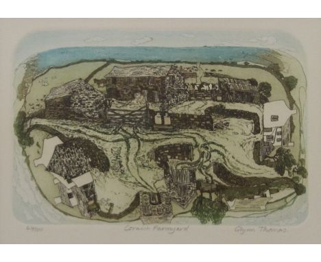 GLYNN THOMAS, Cornish Farmyard, limited edition print, numbered 46/100, titled and signed in pencil to margin, framed and gla