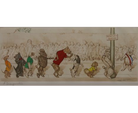 BORIS O'KLEIN, a French humorous dog print, framed and glazed. 49.5 X 21.5 cm.