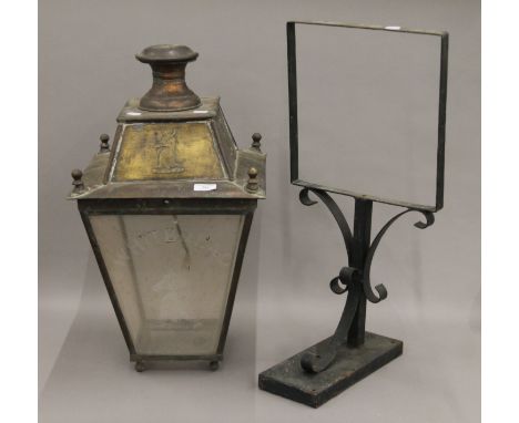 A Whitbread advertising lantern with bracket. The lantern 61 cm high. 