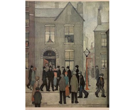 After Laurence Stephen Lowry RA RBA (British,1887-1976),"Police Street", limited edition lithograph, numbered 291/850, Arts G