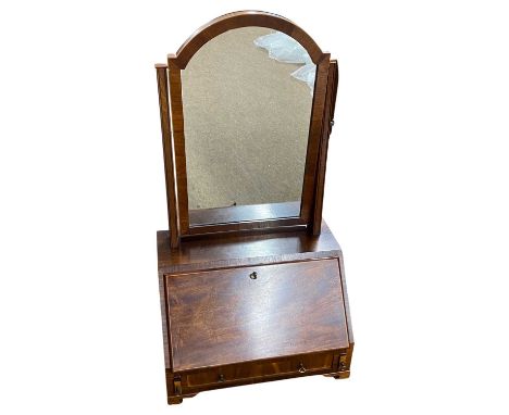 An unusual mahogany combination dressing table mirror and table top bureau in the Georgian style with adjustable mirror over 