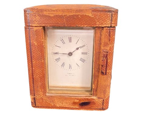 A brass cased carriage clock, Dimmer, Southsea