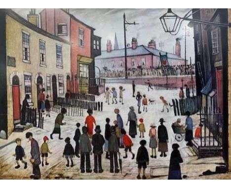 After Laurence Stephen Lowry RA RBA (1887-1976), offset lithograph, 24x18ins, framed by The Fraser gallery, Woodbridge, Suffo