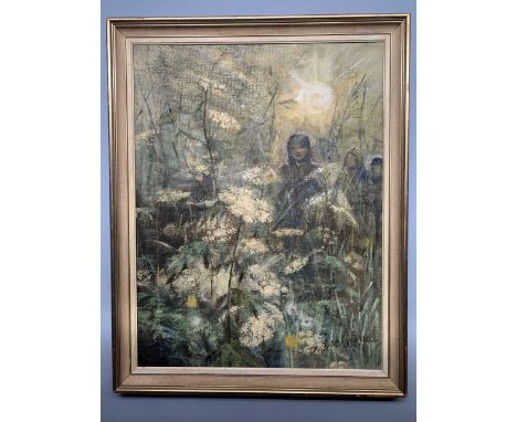 Dorothy Lockwood RWS RBA (British,1900-1979), a trio of female figures in amongst a flowering garden, signed, framed