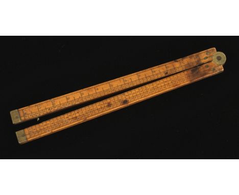 An early 12" two fold boxwood and brass rule with D.L.S.D. scales G 