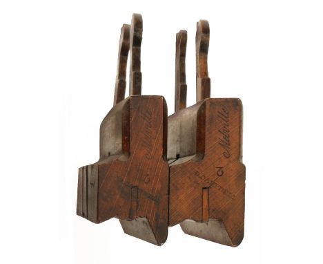 A pair of No 3 twin iron sash planes by MELVILLE marked 4/8" and 5/8" on each plane
