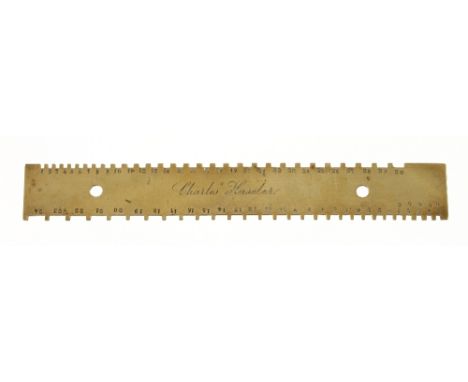 A clockmaker's brass mainspring gauge by CHARLES HASELER F