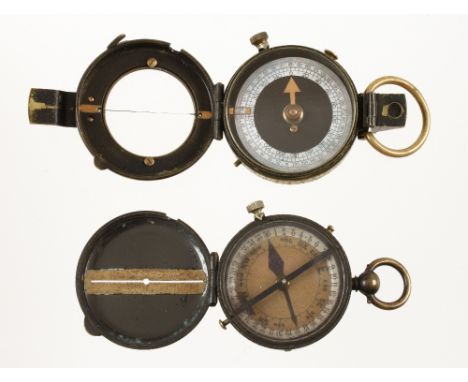 A Major W. Verner's Patent Compass inscribed "Adjusted Elliott Bros London" and another (Jay Gaynor collection) G+