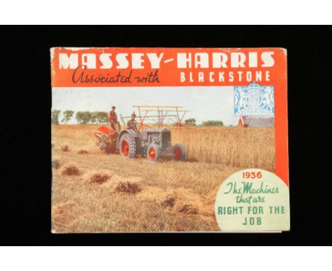 Massey Harris; 1936 catalogue with prices Modern Farm Machinery for Horse and Tractor use 72pp 5" G
