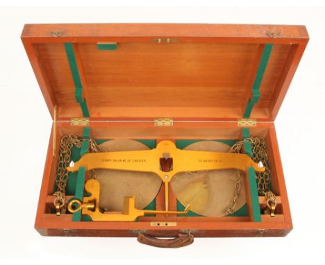 A fine, large and little used set of brass scales by DE GRAVE, SHORT & Co London No 2504 with 25" beam for The County Palatin