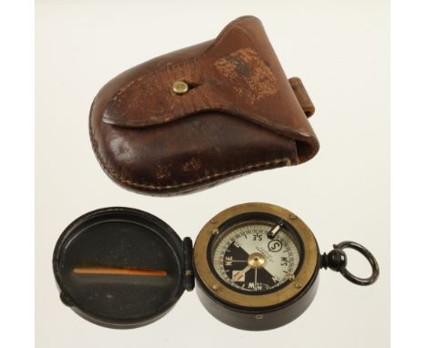 A "Cavalry School" prismatic compass by J.H.STEWARD London with floating dial in orig leather case (Jay Gaynor collection) G+