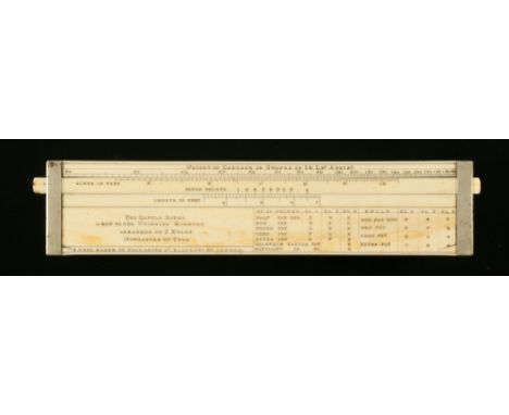 A rare 9" ivory cattle gauge by J TREE Maker 22 Charlotte St. Blackfrs' Rd. London with German silver fittings and ivory slid