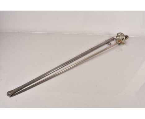A French Army Infantry Officer's Sword, possibly 1882 Pattern, having wire wrapped composite grip, with three branch plain gu
