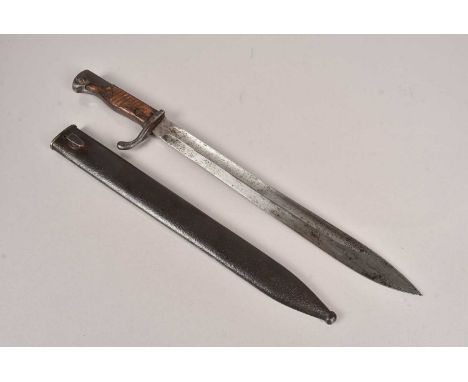 A German M98/05 Butcher bayonet by Weyersburg & Co, dated 18 to the spine, complete with scabbard, no postage for this lot, w