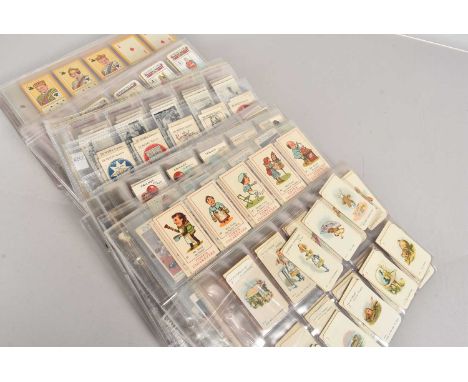Humorous Game and Horoscope Themed Cigarette Cards Sets (34), all stored in plastic leaves, Drapkin The Sporting Game of Snap