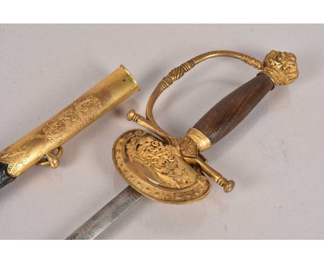 A Victorian Court sword by Skinner & Co, Jermyn St. London, having an etched blade with floral design, having decorative guar