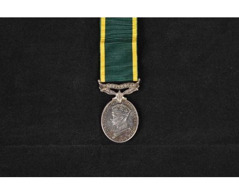 A British Territorial Efficiency medal, awarded to 6208728 Gunner B.D Hall Royal Artillery, the secondary unit he was connect