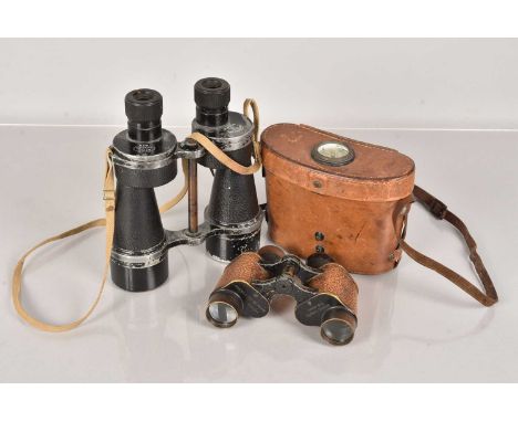 A pair of WWII Ross of London Binoculars, dated 1939, No.10456, together with a US Army Signal Corps pair of binoculars, comp
