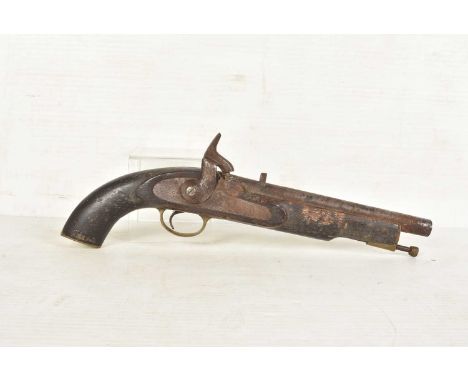 A Reproduction Percussion Cap pistol, the stock and handle stamped QEN 33, with 9 3/4 inch barrel, with ram rod, Sold as an e