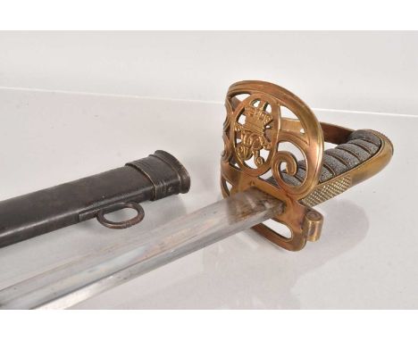 A Victorian Officer's Sword by Wilkinson, having single edged, single fullered blade, having multiple stamps, including War D