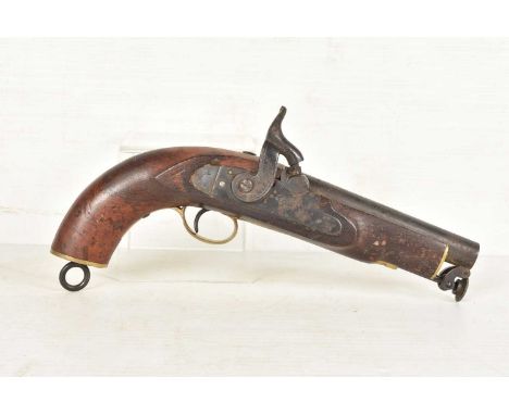 A Victorian Tover Percussion Cap pistol, possibly reproduction, the stock and barrel stamped WD, 6'' barrel, complete with ra