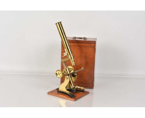 A Monocular Microscope by Armstrong &amp; Bro of Manchester, signed 'Armstong &amp; Bro, 88 Deansgate, Manchester', with sing