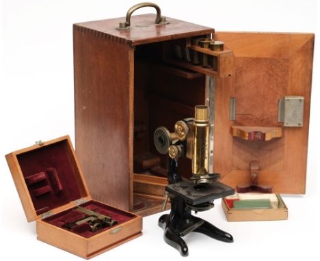 A War Department issue monocular microscope by E Leitz, Wetzlar No 166601:,signed as per title to tube, also stamped with cro