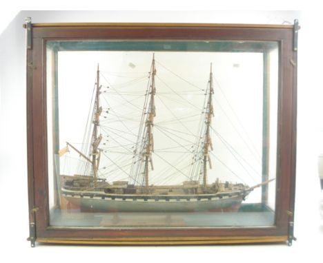 A scratch built model of the Clyde built iron hulled sailing ship Harbinger by William Prettejohn:, standing and running rigg