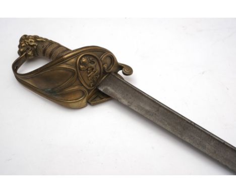 An 1827 pattern Naval Officer's Sword for the Honourable East India Company:, unsigned, the single edged pipe backed blade wi