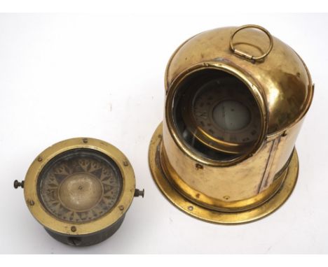 A 4 inch liquid filled yacht binnacle compass together with one other  4inch compass:, both unsigned.