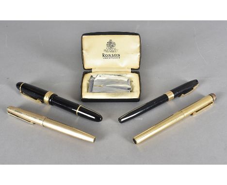 A Senator President fountain pen, together with a gold plated Parker 61, a Schaefer example with 14k nib, another and a Ronso