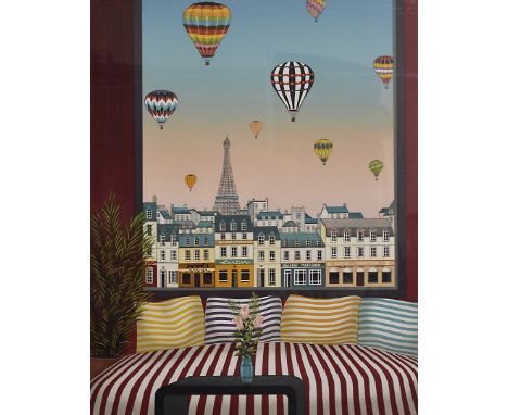 Francois Ledan, Franch, limited edition lithograph, Les Boutiques de Paris, 68 cm x 55 cm, 16/200, signed and numbered to bor