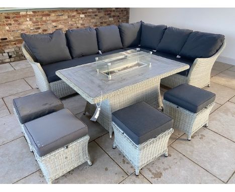 A Bramblecrest Monterey corner sofa set with a fire pit table - ex display - RRP around £2400 