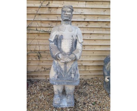 A clay replica Terracotta Army full size Sword General - 190cm x 68cm x 67cm - approx weight 230kg - head detaches - no obvio
