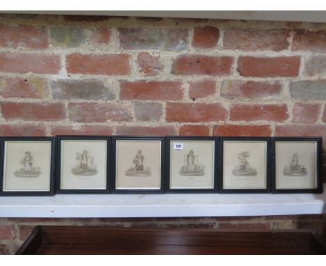 Six prints by S and J Fuller London November 1st 1812 Chairs to Mend, Potatoes Full Weight, The Rabbits, Fresh Strawberries ,