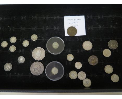 A small collection of Victorian, Georgian and 20th century coins and an Edward 1st silver coin 