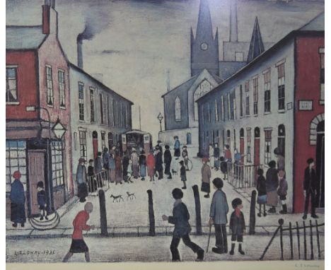 By and after Laurence Stephen Lowry (1887-1976) Fever Van, colour print, signed in biro to the margin, Fine Art Trades Guild 