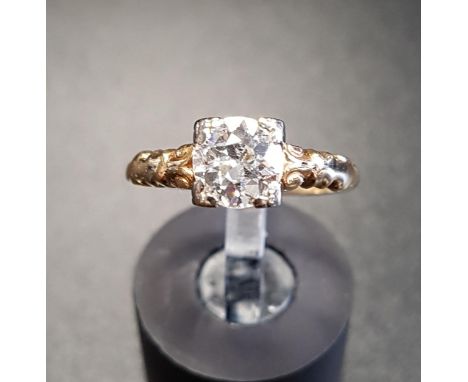 DIAMOND SOLITAIRE RING the round brilliant cut diamond approximately 0.85ct, on unmarked gold shank, ring size K