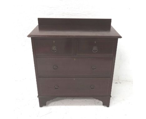 EDWARDIAN MAHOGANY DRESSING CHESTwith a raised back above two short and two long drawers, standing on bracket feet, 91cm wide