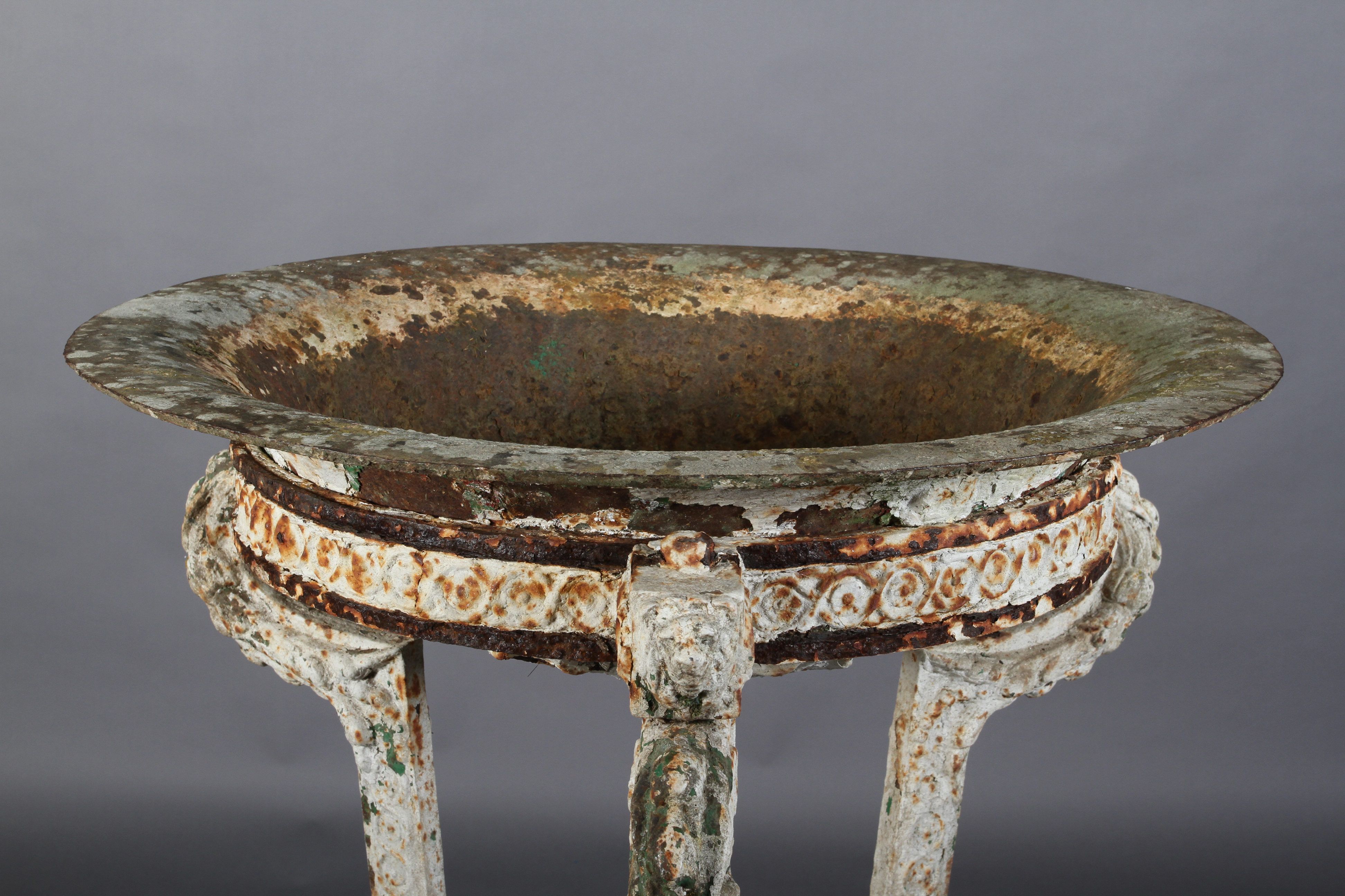 A LARGE VICTORIAN CAST IRON BRAZIER, the removable circular shallow ...