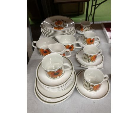 A VINTAGE J &amp; G MEAKIN POPPY PART DINNER SERVICE