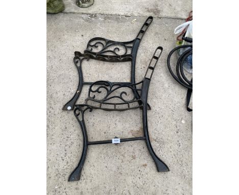 A PAIR OF ORNATE CAST BENCH ENDS