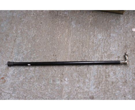A CHROME JAGUAR MASCOT HANDLED WALKING STICK