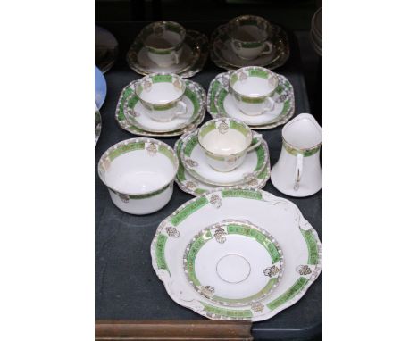VARIOUS ITEMS OF ST MICHAEL TEAWARE TO INCLUDE TRIOS, CAKE PLATE, SUGAR BOWL, JUG, CUPS AND SAUCERS