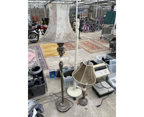 A DECORATIVE STANDARD LAMP AND MATCHING TABLE LAMP AND A FURTHER STANDARD LAMP