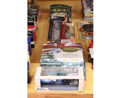A QUANTITY OF NEW AND BOXED DIE-CAST VEHICLES TO INCLUDE OXFORD HERITAGE CLASSICS, THE GROCERY COLLECTION, CORGI EDDIE STOBAR