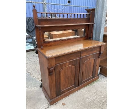 A VICTORIAN MAHOGANY CHIFFONIER WITH MIRRORED BACK, 48" WIDE