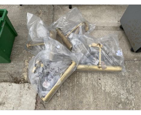 FOUR AS NEW BRASS, WALL LIGHT FITTINGS