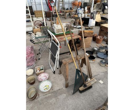 AN ASSORTMENT OF TOOLS TO INCLUDE A BLACK AND DECKER WORK MATE ETC